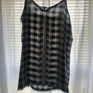 Plaid sheer blouse